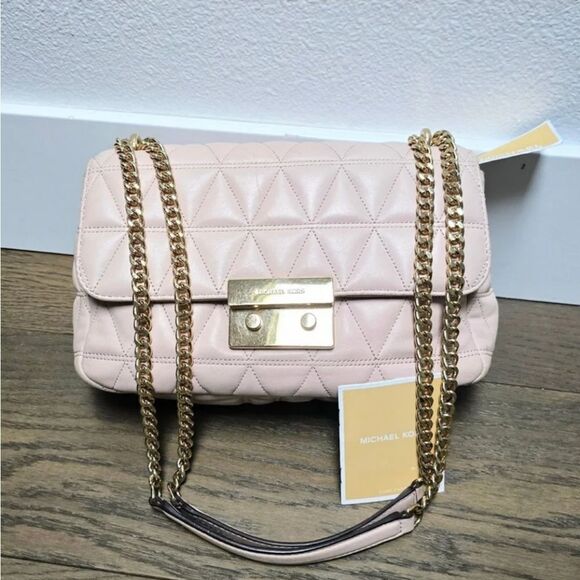 Michael Kors Sloan Large Quilted Chain Convertible Bag in Soft Pink - Picture 3 of 13